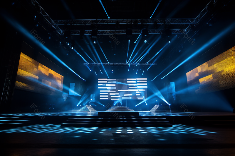 明亮舞台灯光现场展示蓝色灯光,高清,摄影图,摄影图片,图片大全,摄影图免费下载